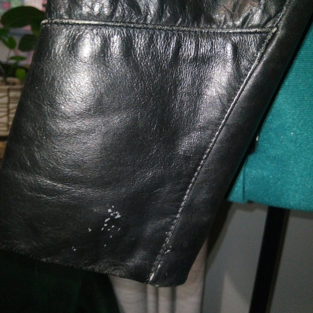 Vintage Jonathan Christopher Black Leather Puff Sleeve Jacket Sz Small - Picture 10 of 16